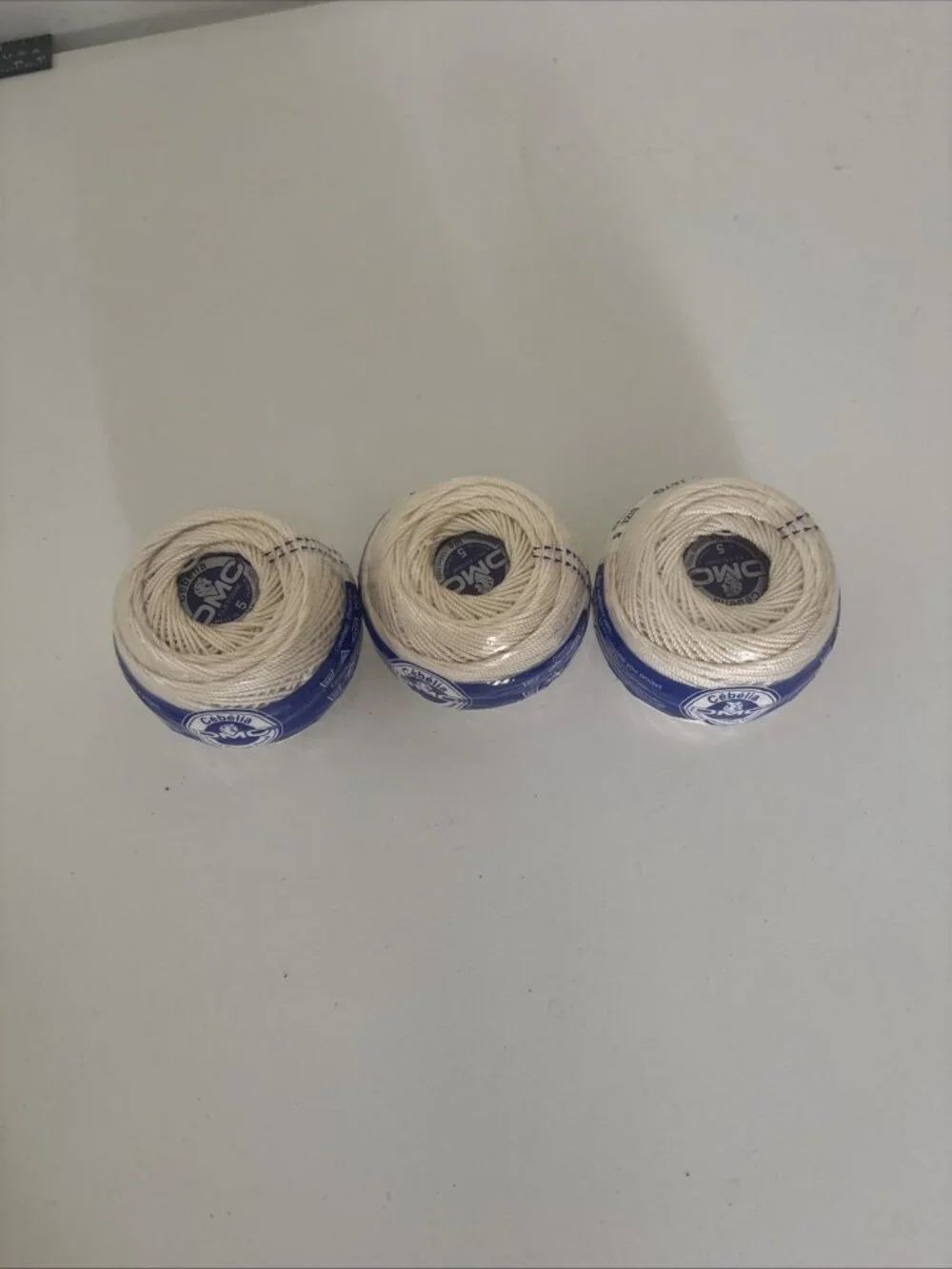 3x DMC Cebelia 3 cord Crochet Thread Color ECRU Size 5, 142 yds